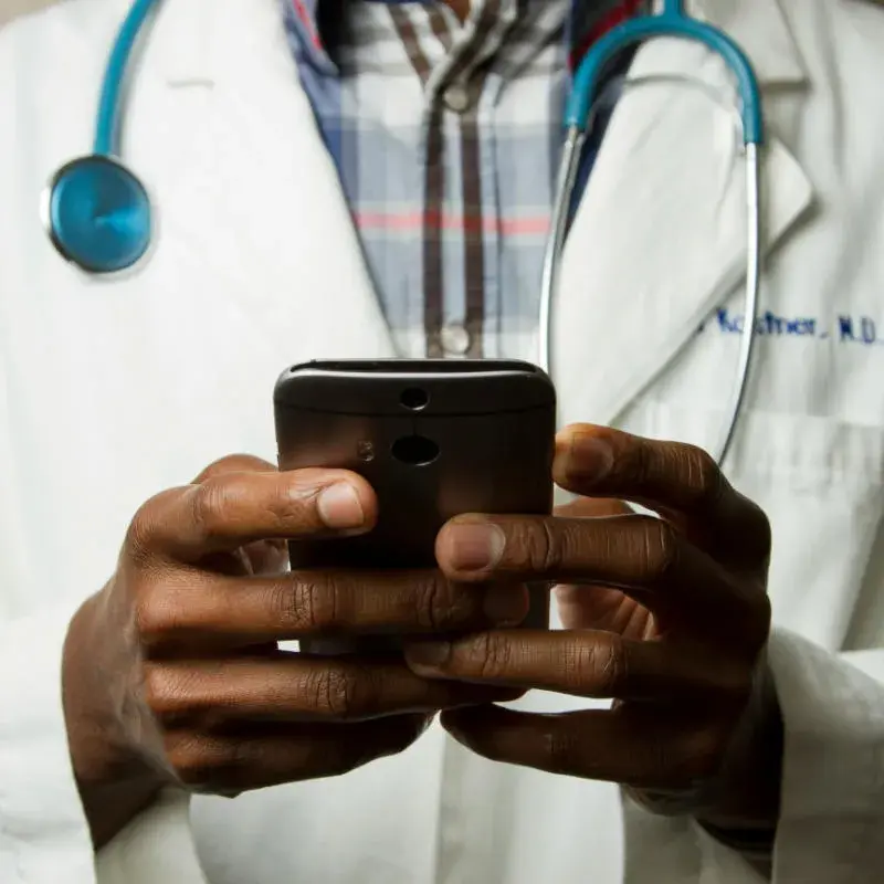 Doctor using a smartphone